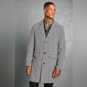 DOGTOOTH SINGLE BREASTED OVERCOAT